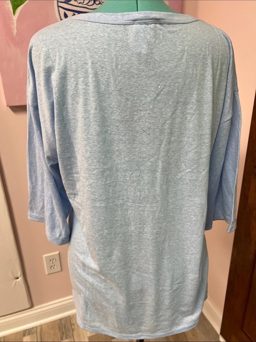 BiBi Light Blue Layered Ruffle Front Top - Picture 3 of 5